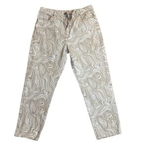 Cotton On Mom Jeans Beige US 10 AU 14 Swirl Print